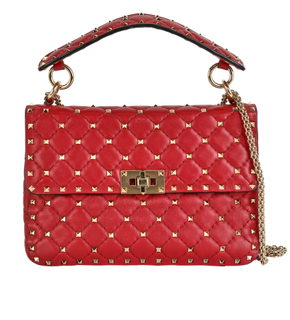 Small Rockstud Spike, &pound;850, Handbags, Red, Leather, Front view